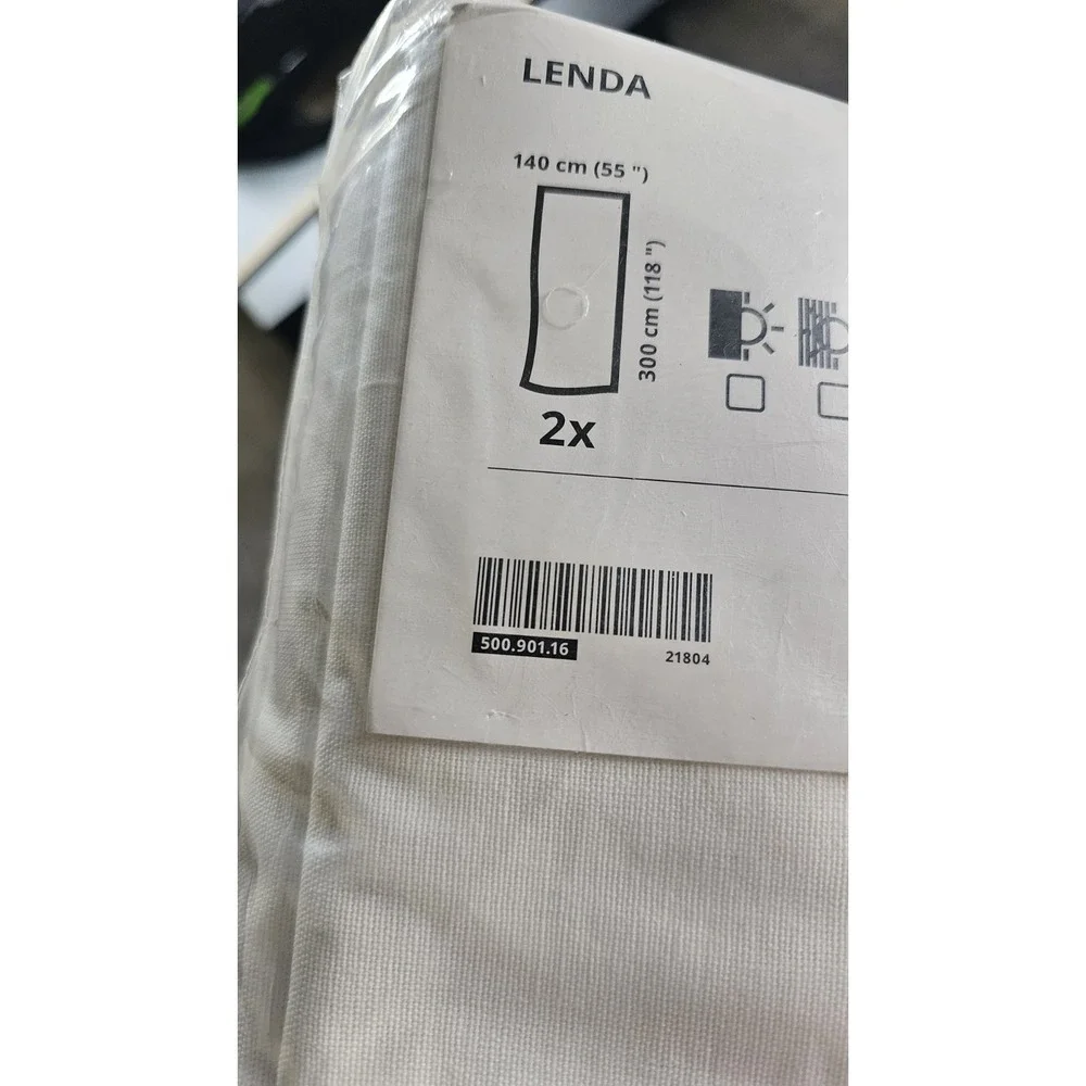 New Sealed Pair IKEA White LENDA Curtains Tab Top 55x118